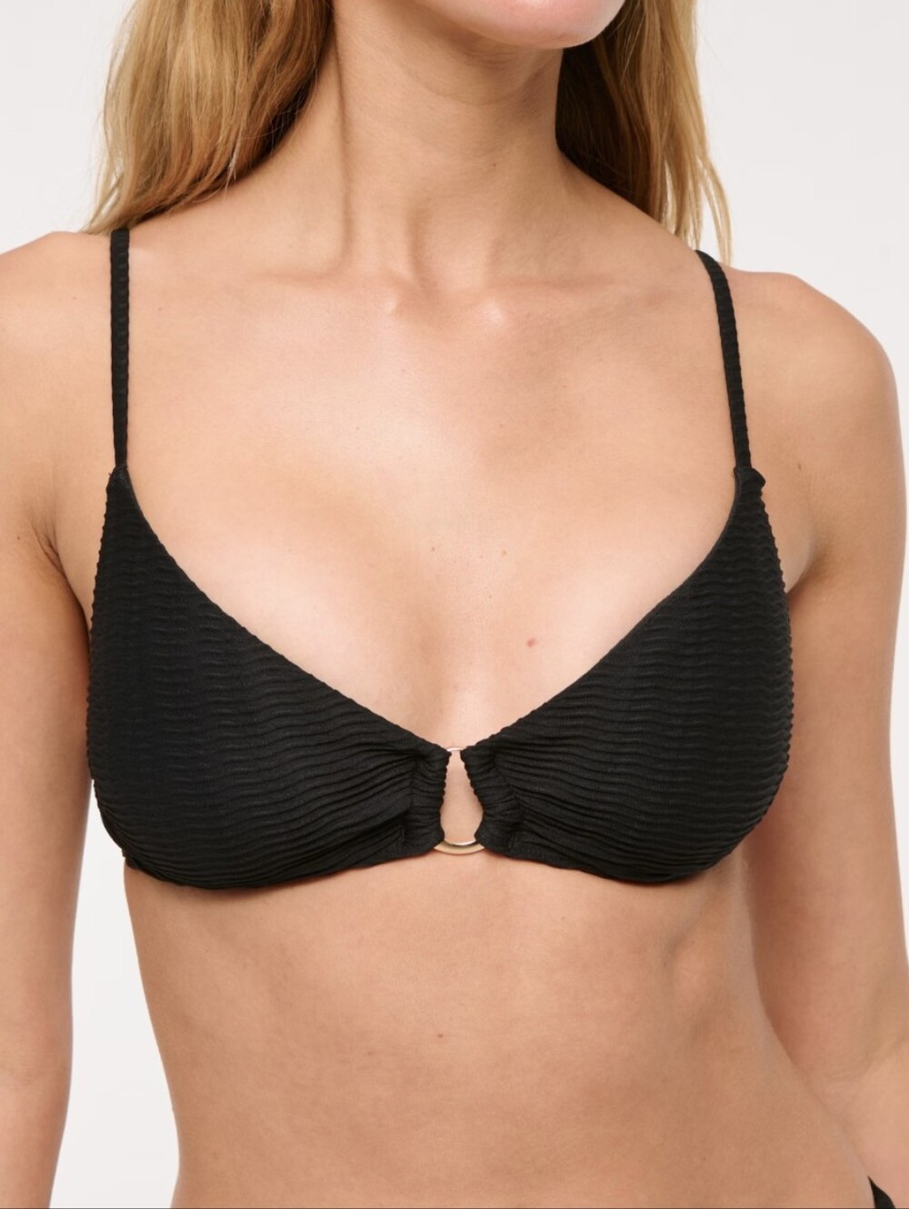 Abercrombie Hardware Bralette Bikini Top Size Small Textured Black
